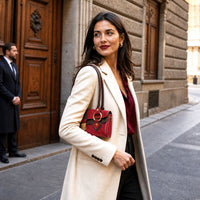 Tosca Dual-Compartment Italian Leather Baguette Bag