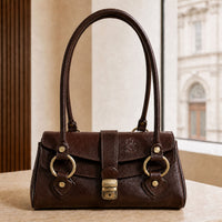 Tosca Dual-Compartment Italian Leather Baguette Bag