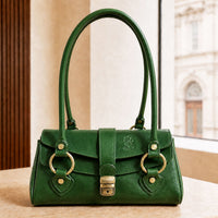 Tosca Dual-Compartment Italian Leather Baguette Bag