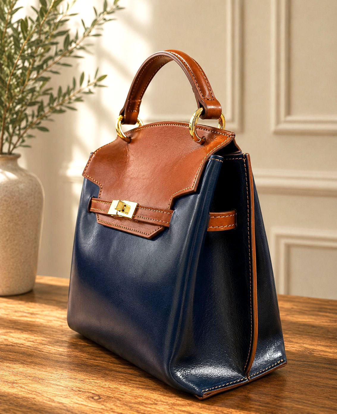 Adelasia Hand-Dyed Italian Leather Top Handle Bag