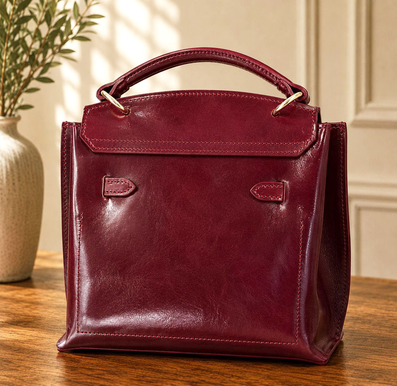 Adelasia Hand-Dyed Italian Leather Top Handle Bag