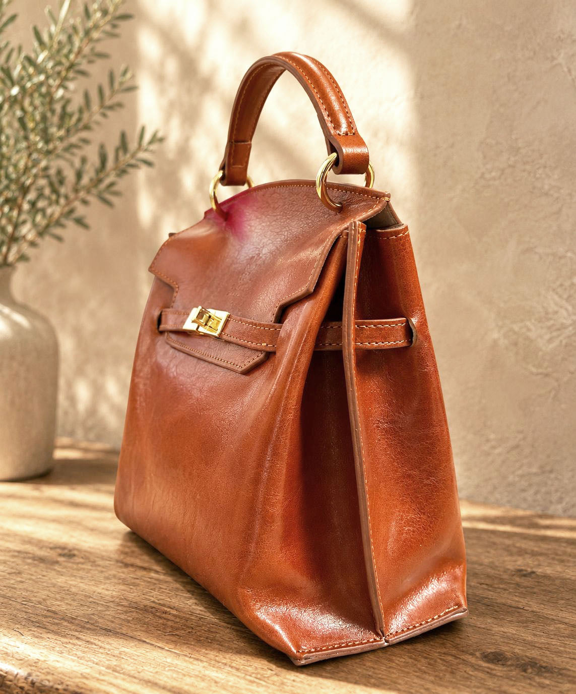 Adelasia Hand-Dyed Italian Leather Top Handle Bag