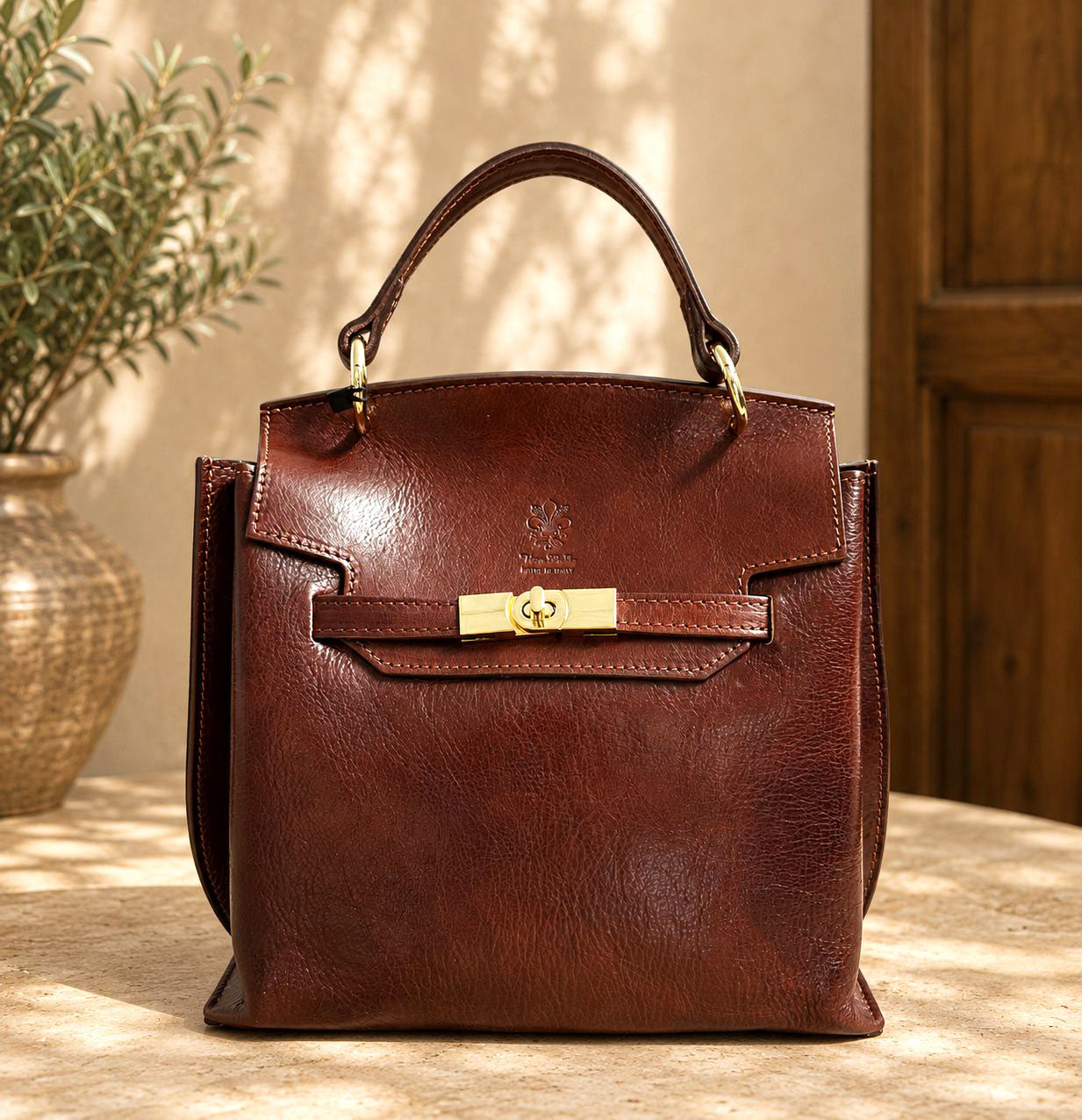 Adelasia Hand-Dyed Italian Leather Top Handle Bag