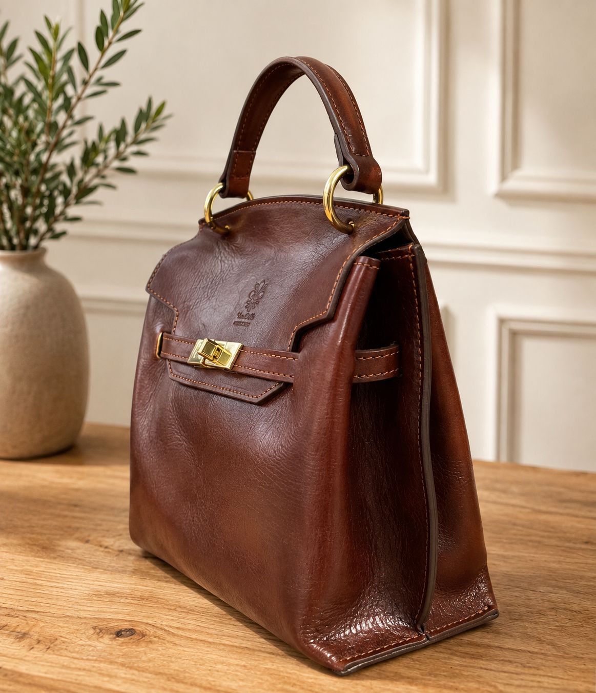 Adelasia Hand-Dyed Italian Leather Top Handle Bag