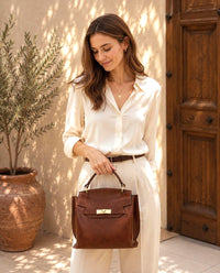 Adelasia Hand-Dyed Italian Leather Top Handle Bag