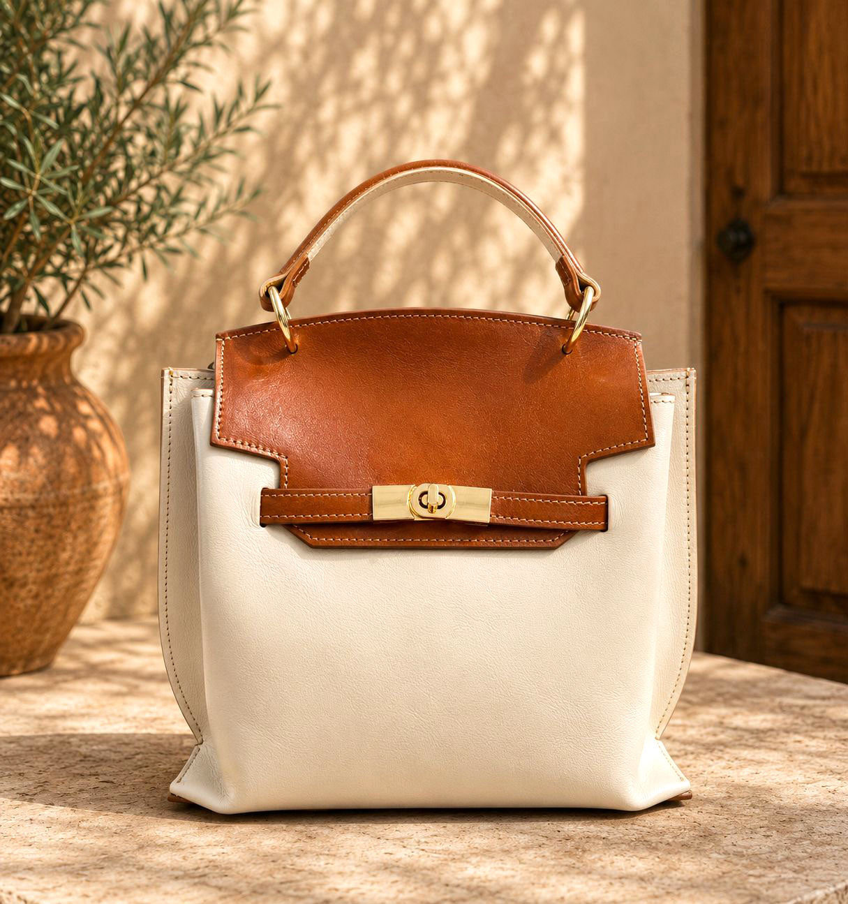 Adelasia Hand-Dyed Italian Leather Top Handle Bag