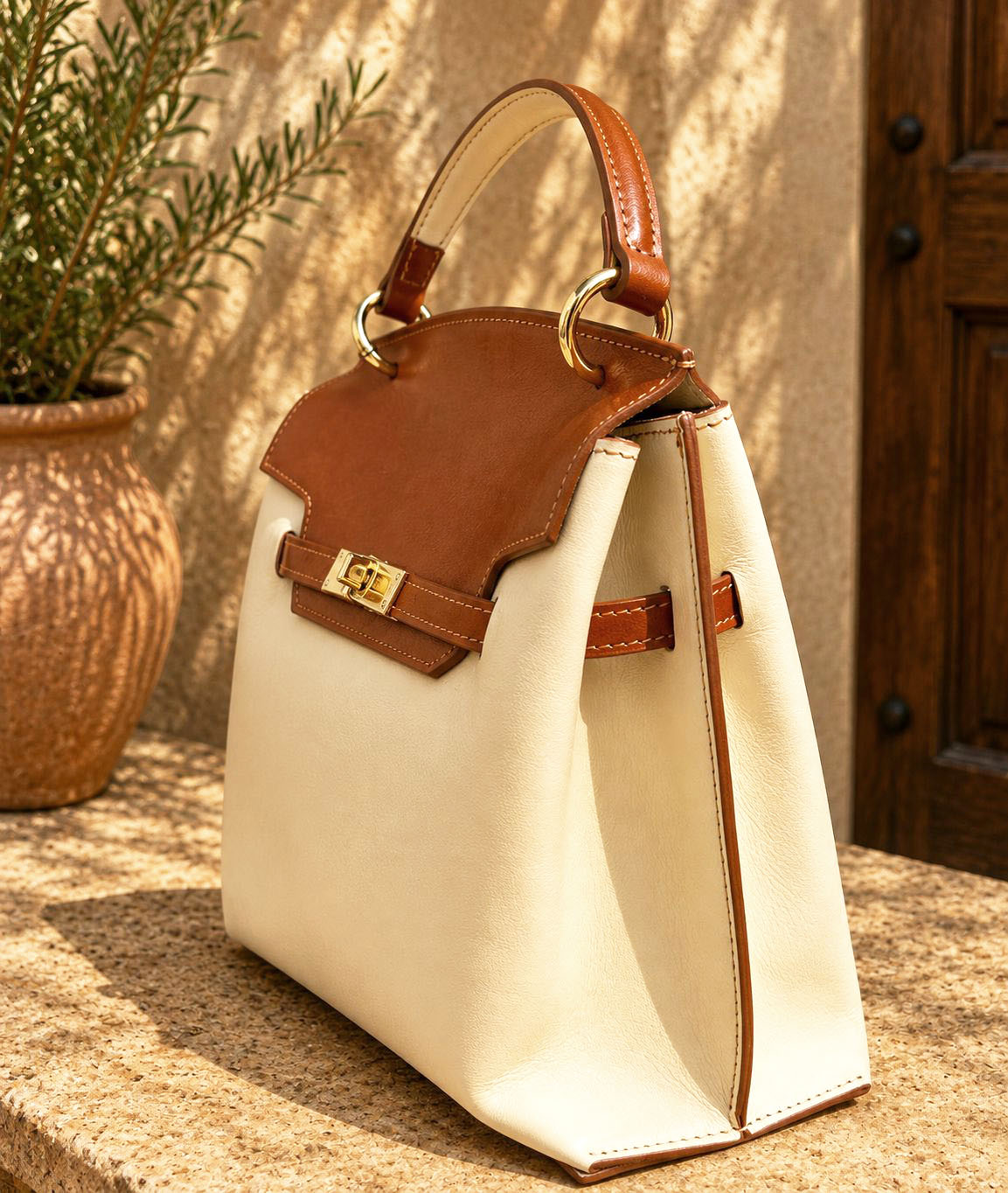 Adelasia Hand-Dyed Italian Leather Top Handle Bag
