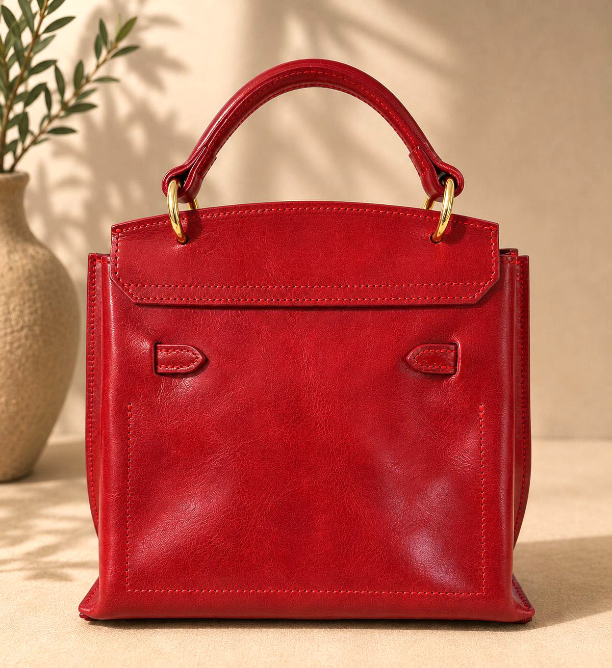 Adelasia Hand-Dyed Italian Leather Top Handle Bag