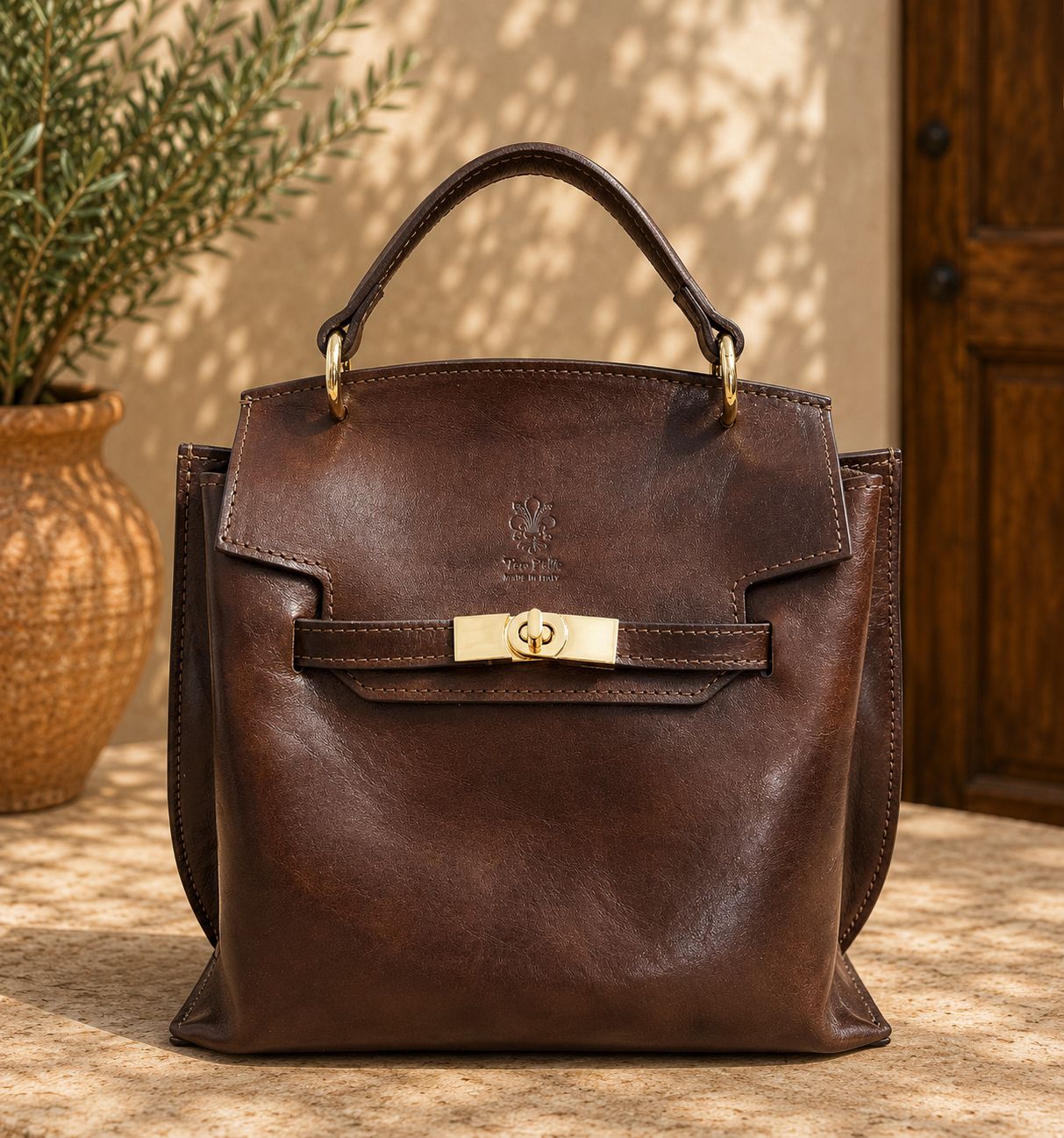 Adelasia Hand-Dyed Italian Leather Top Handle Bag