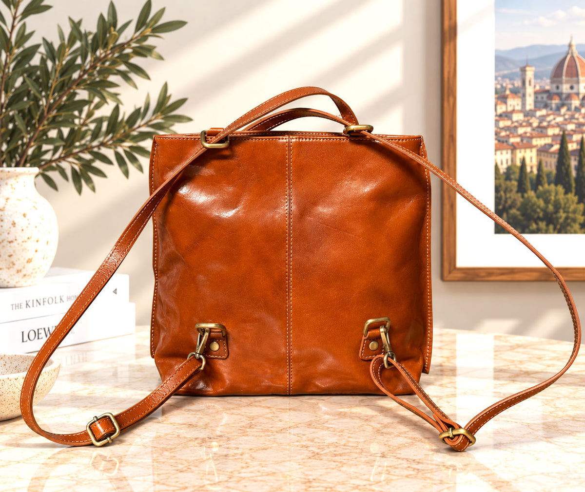 Clotilde Hand-Dyed Leather Convertible Backpack - view 24