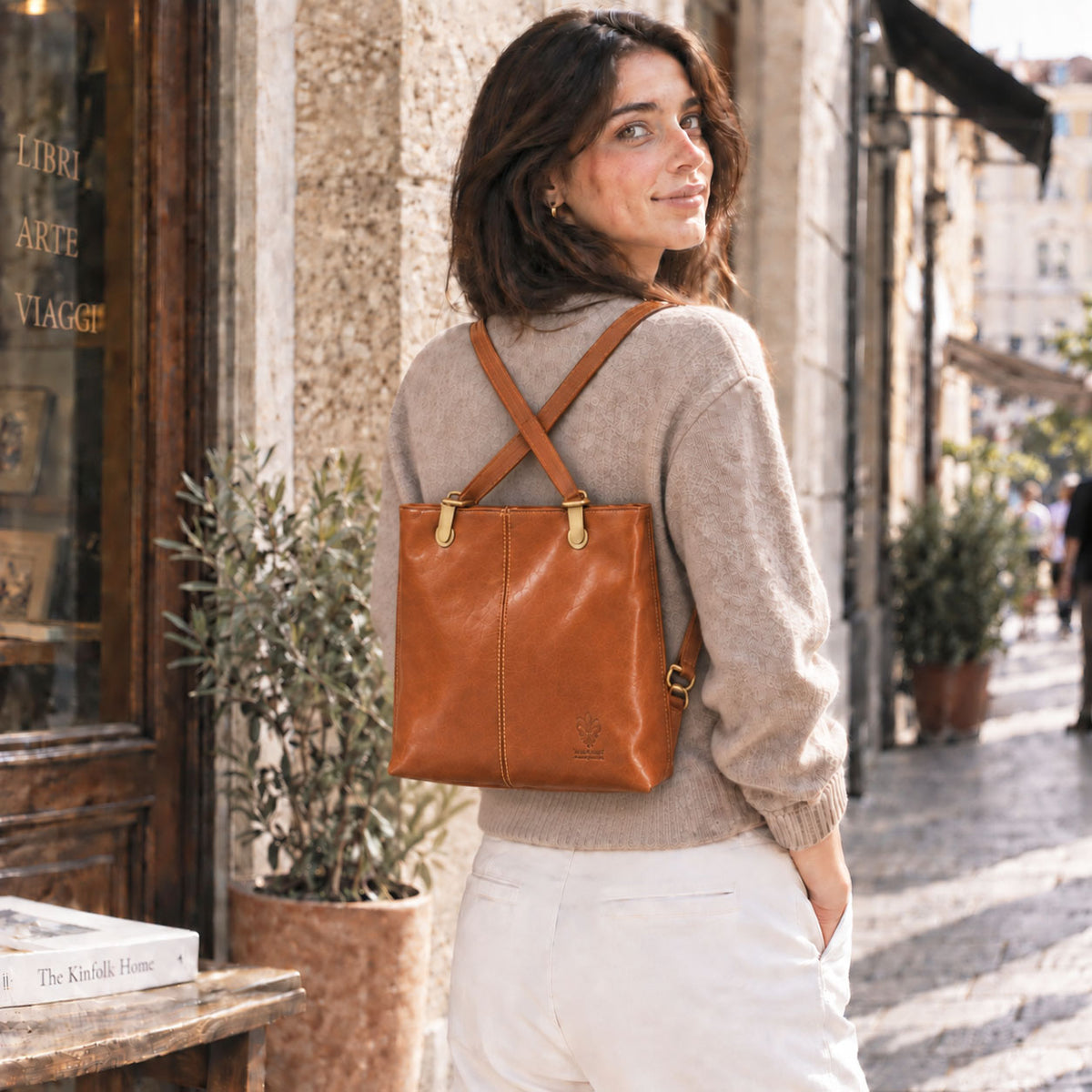 Clotilde Hand-Dyed Leather Convertible Backpack - view 26