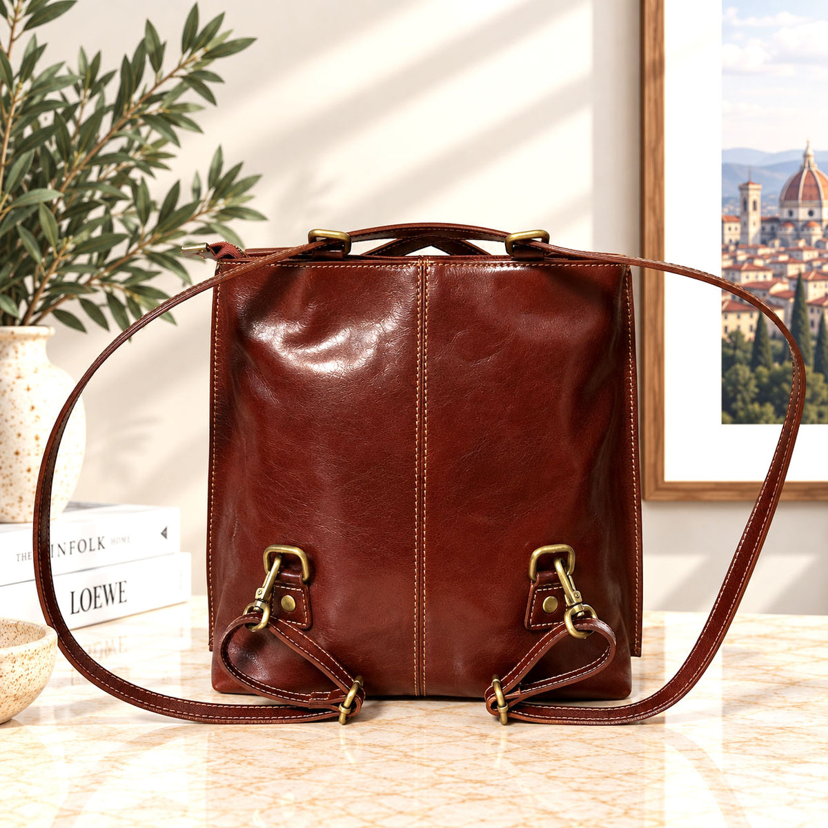 Clotilde Hand-Dyed Leather Convertible Backpack - view 8