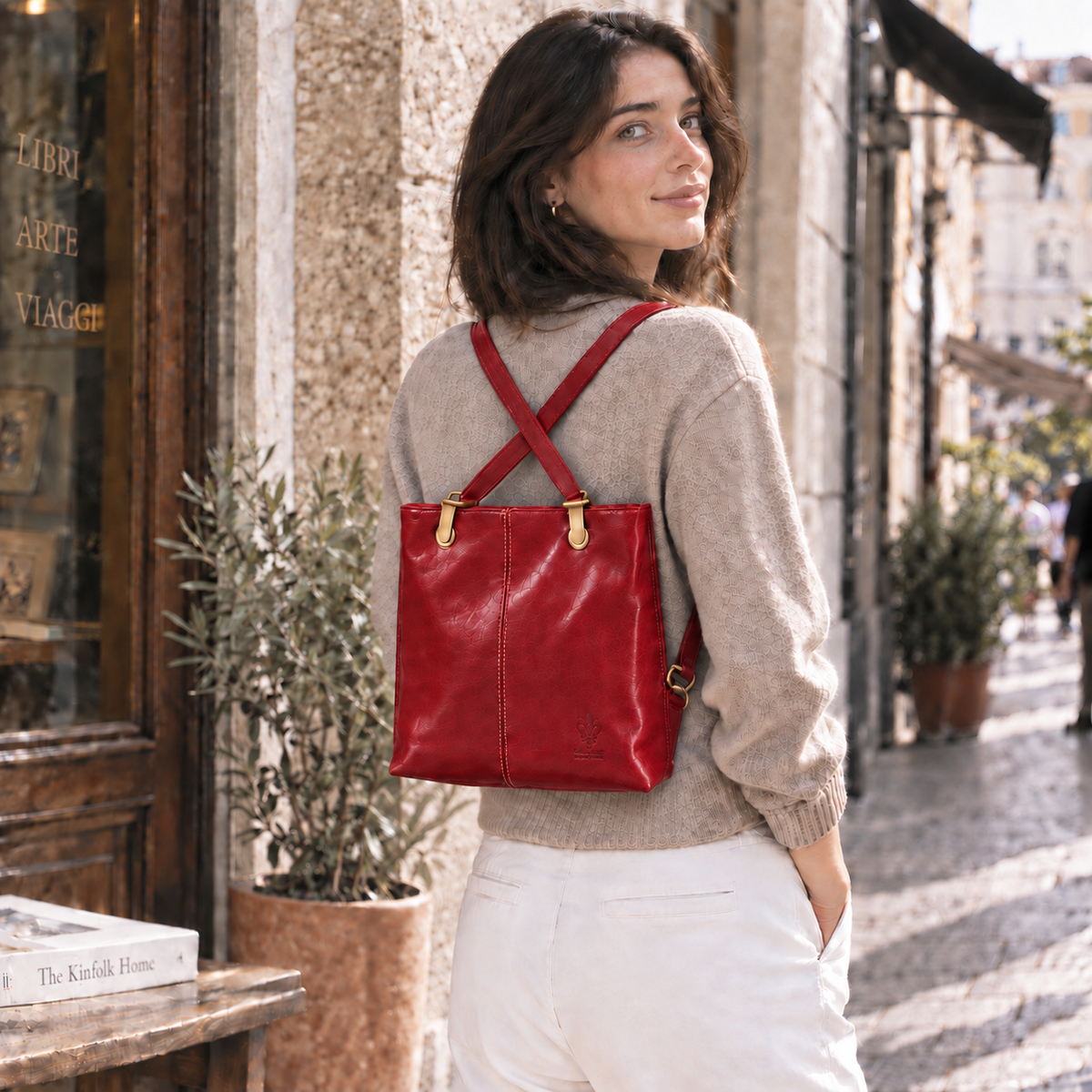 Clotilde Hand-Dyed Leather Convertible Backpack - view 21