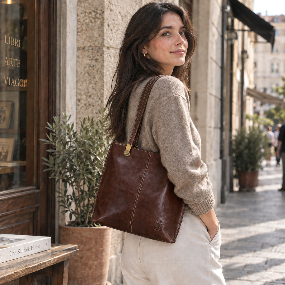 Clotilde Hand-Dyed Leather Convertible Backpack - view 15