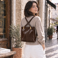 Clotilde Hand-Dyed Leather Convertible Backpack - view 16