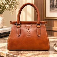 Ersilia Hand-Dyed Leather Spring-Frame Satchel - view 28
