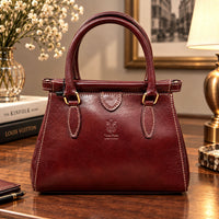 Ersilia Hand-Dyed Leather Spring-Frame Satchel - view 10