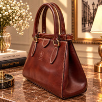 Ersilia Hand-Dyed Leather Spring-Frame Satchel - view 11