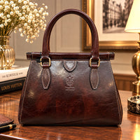 Ersilia Hand-Dyed Leather Spring-Frame Satchel - view 13