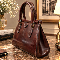 Ersilia Hand-Dyed Leather Spring-Frame Satchel - view 14