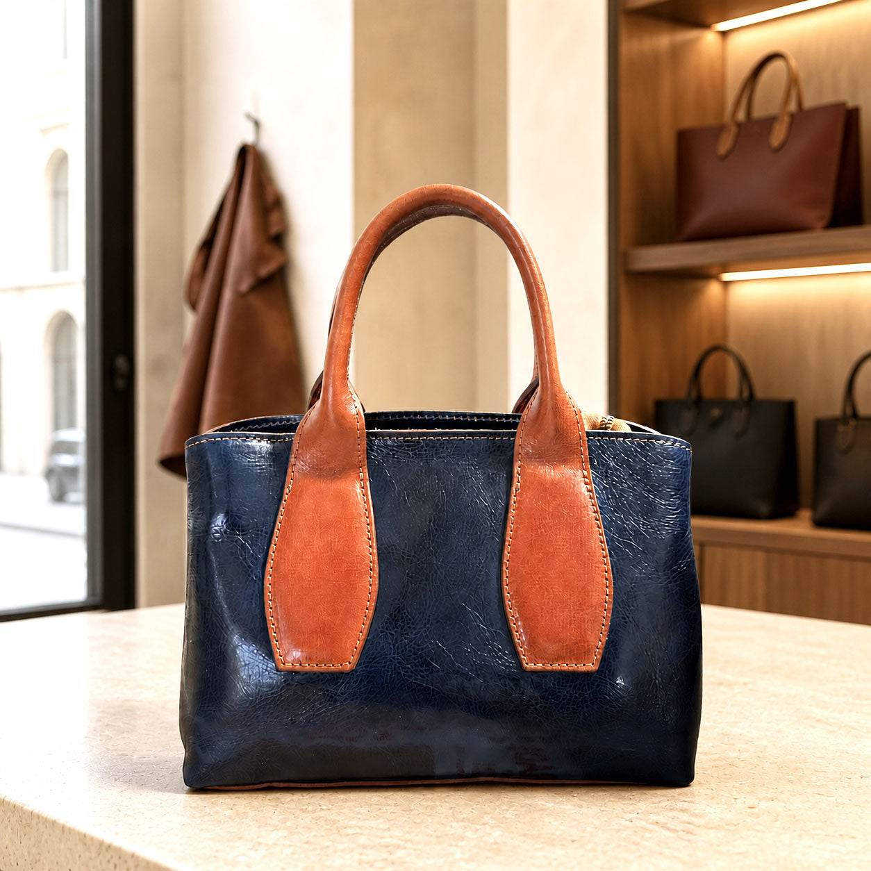 Diletta Compact Italian Leather Satchel Bag