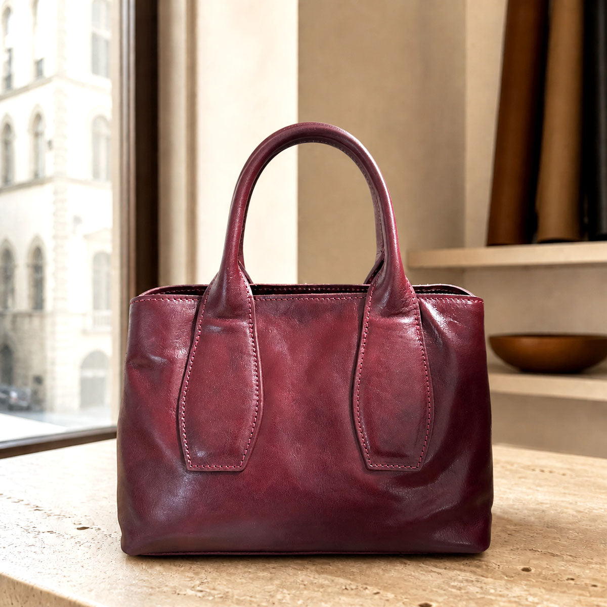Diletta Compact Italian Leather Satchel Bag