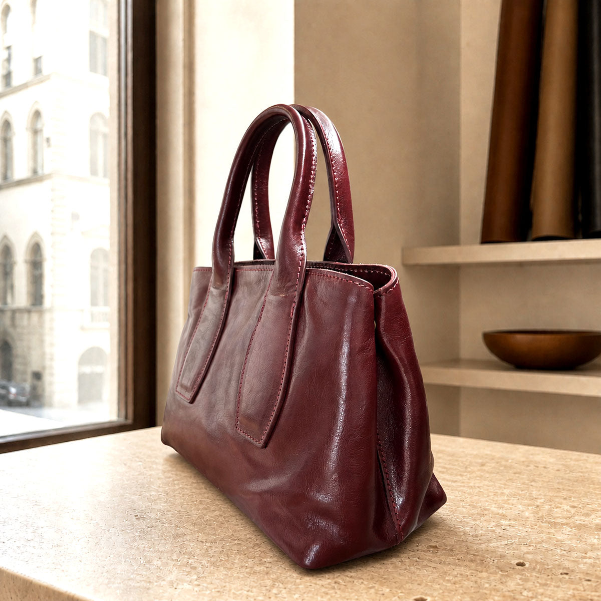 Diletta Compact Italian Leather Satchel Bag