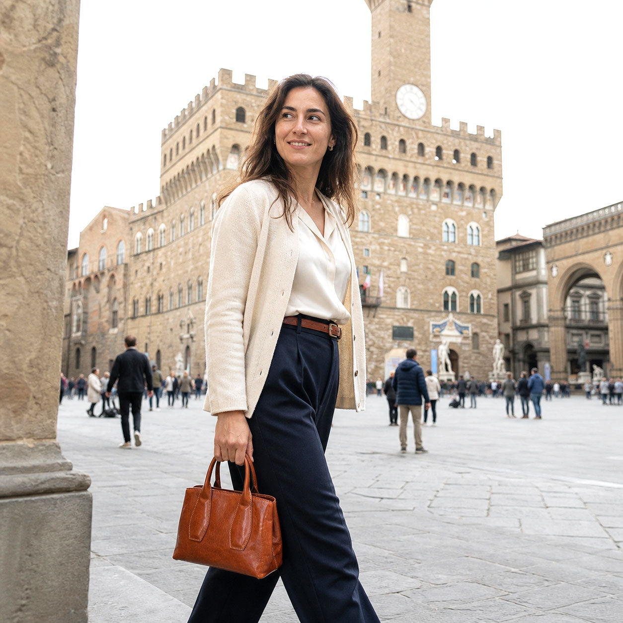 Diletta Compact Italian Leather Satchel Bag