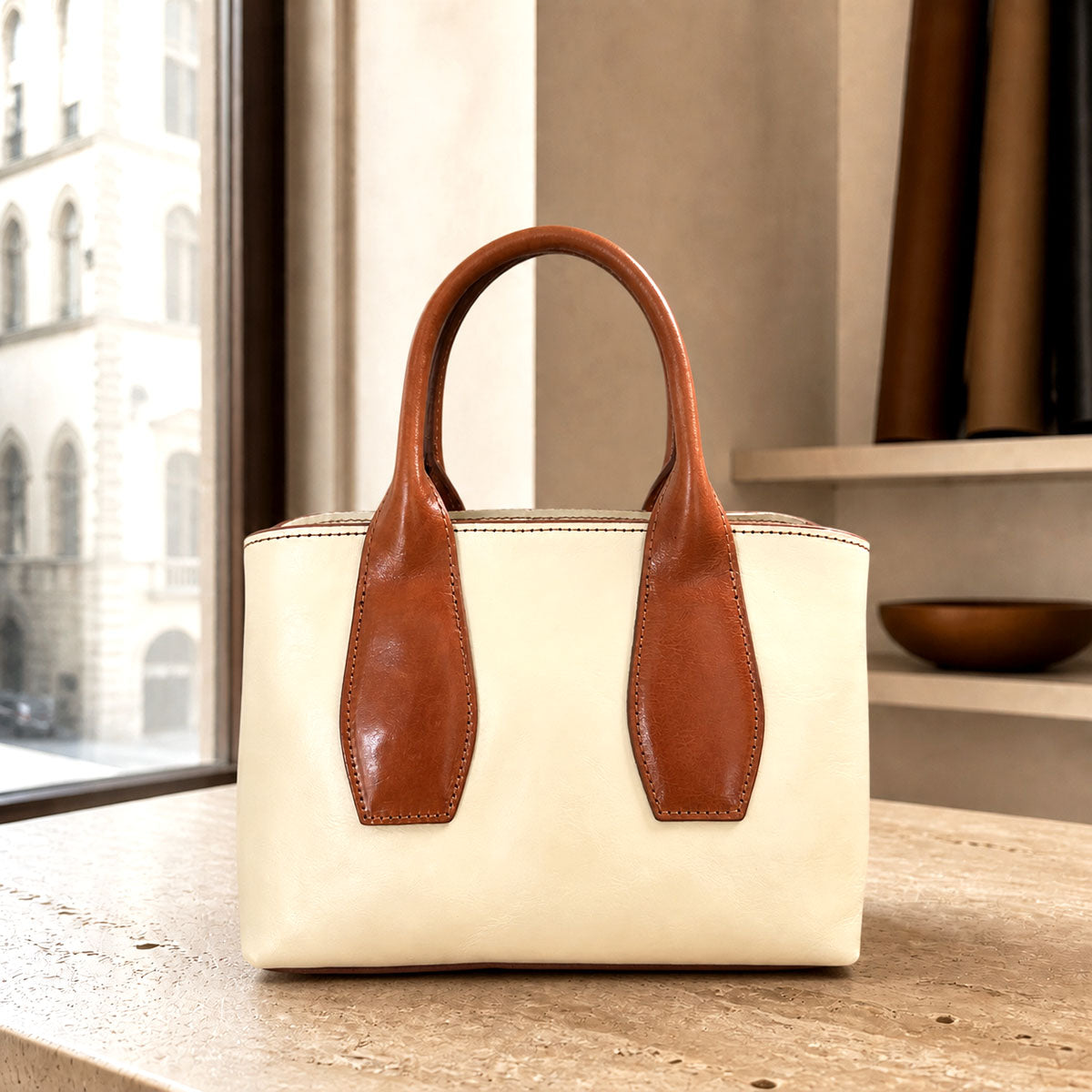 Diletta Compact Italian Leather Satchel Bag