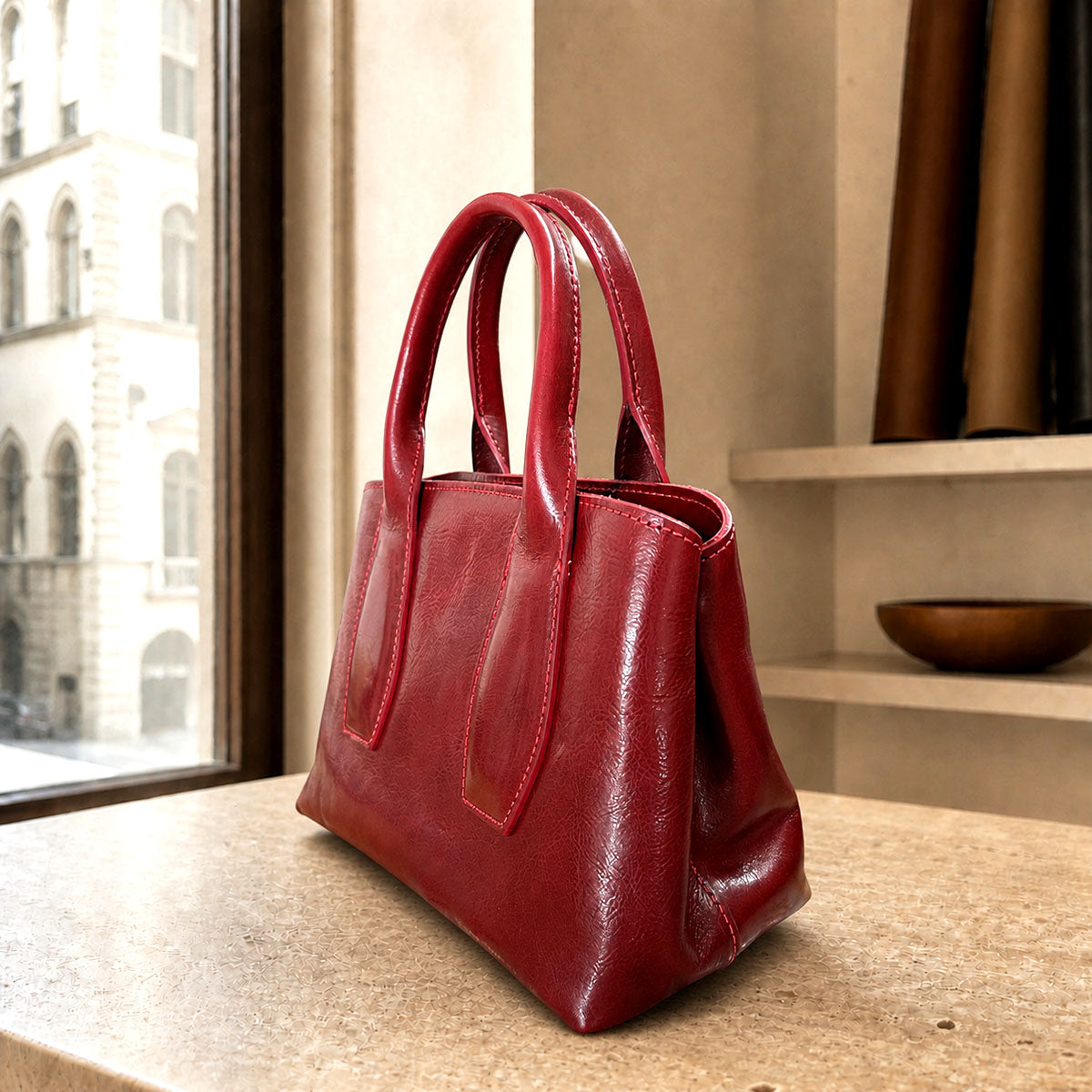 Diletta Compact Italian Leather Satchel Bag