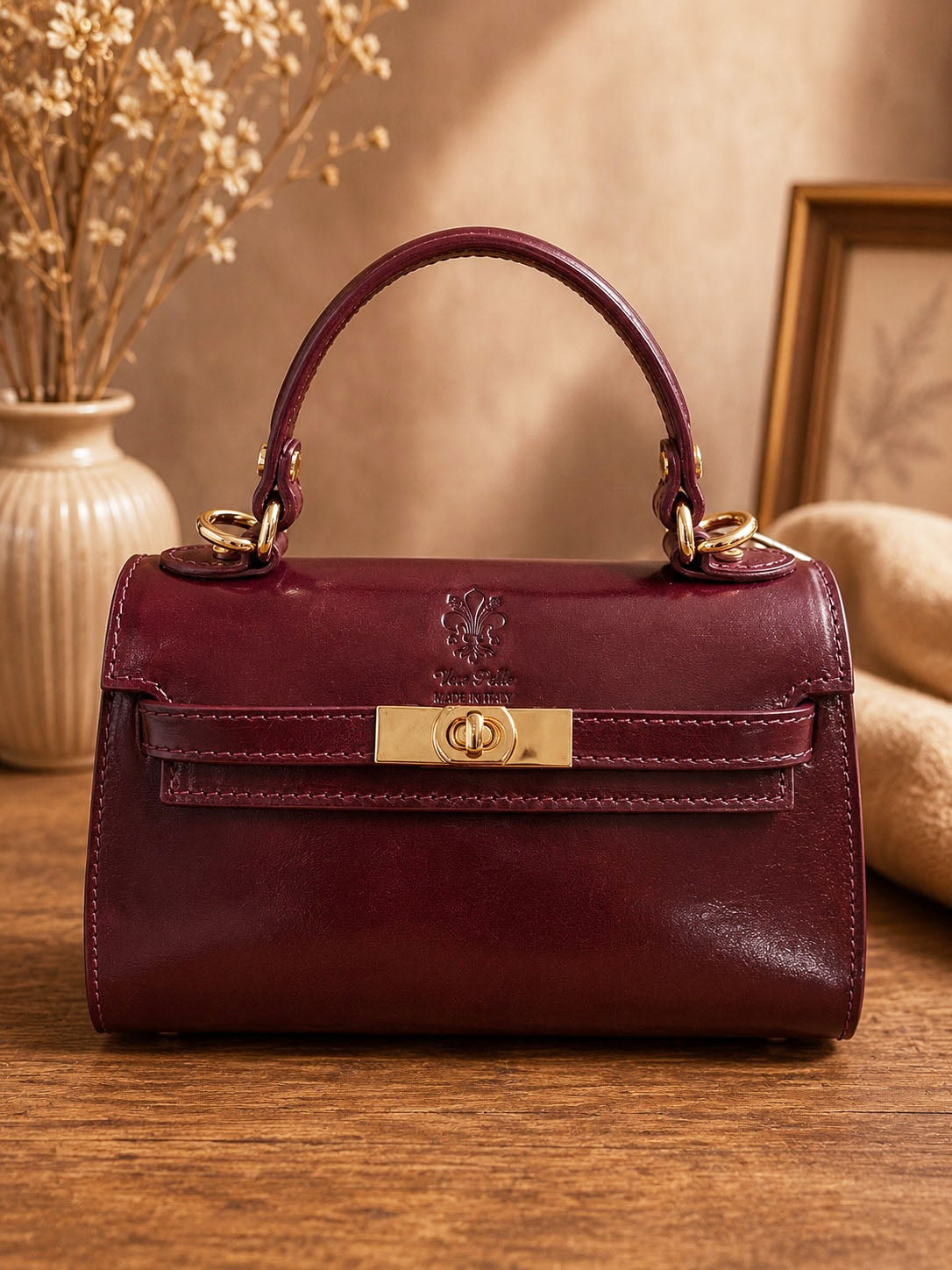 Celestine Italian Leather Top Handle Bag