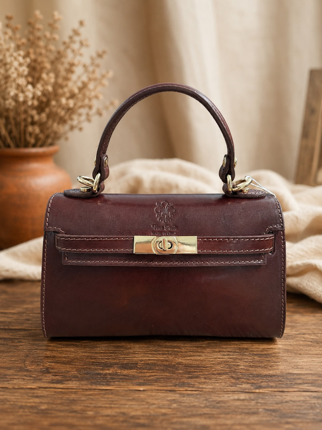Celestine Italian Leather Top Handle Bag