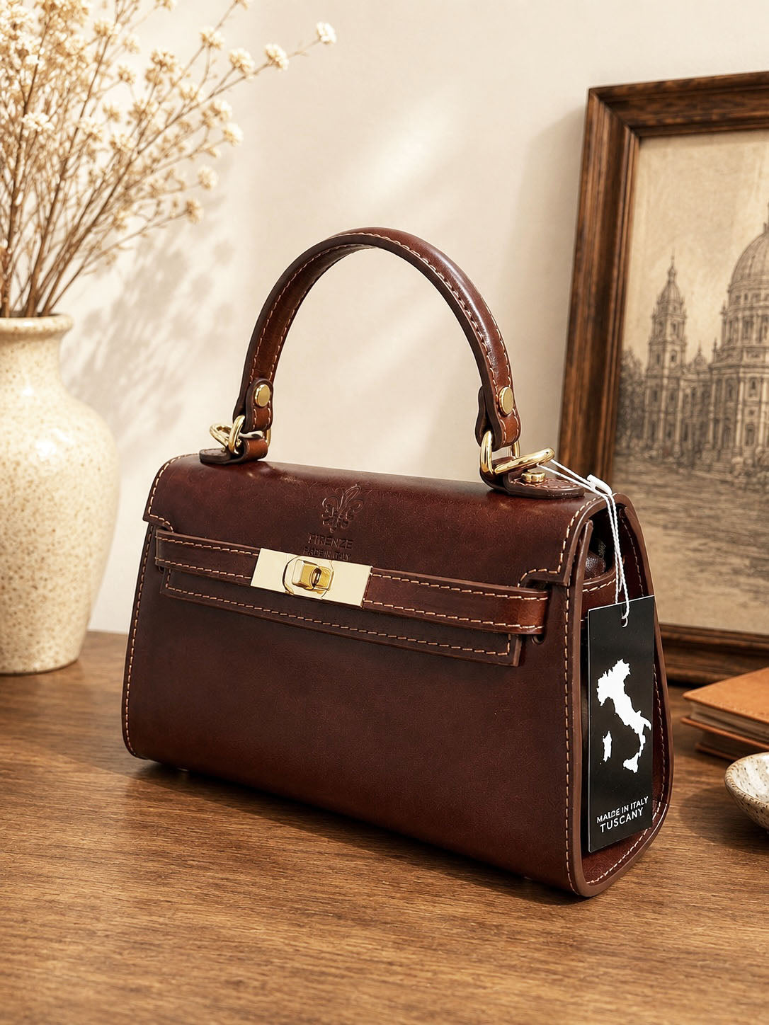 Celestine Italian Leather Top Handle Bag