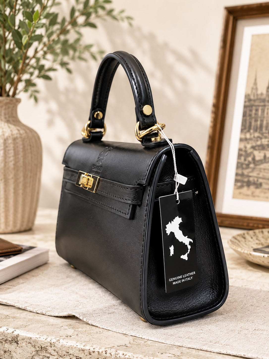 Celestine Italian Leather Top Handle Bag
