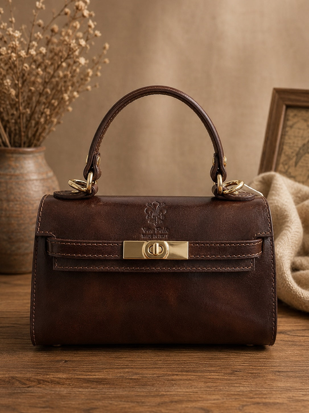 Celestine Italian Leather Top Handle Bag