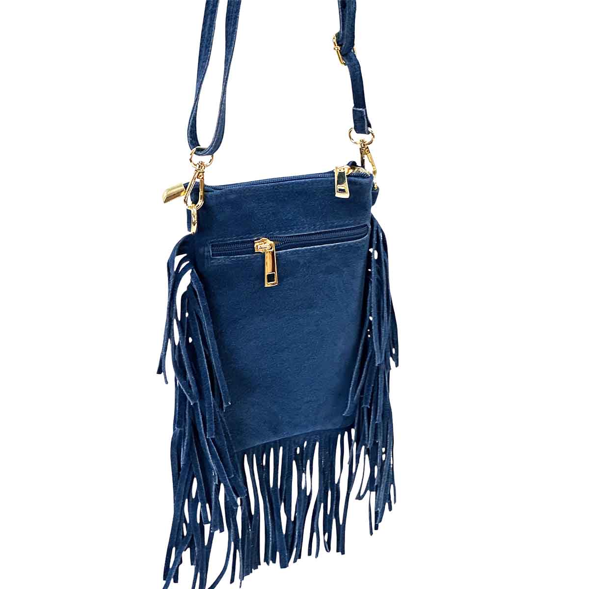 Mia Italian Suede Leather Fringe Shoulder Bag - view 16