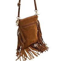 Mia Italian Suede Leather Fringe Shoulder Bag - view 28