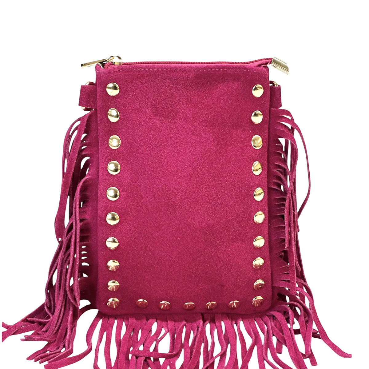 Mia Italian Suede Leather Fringe Shoulder Bag - view 12