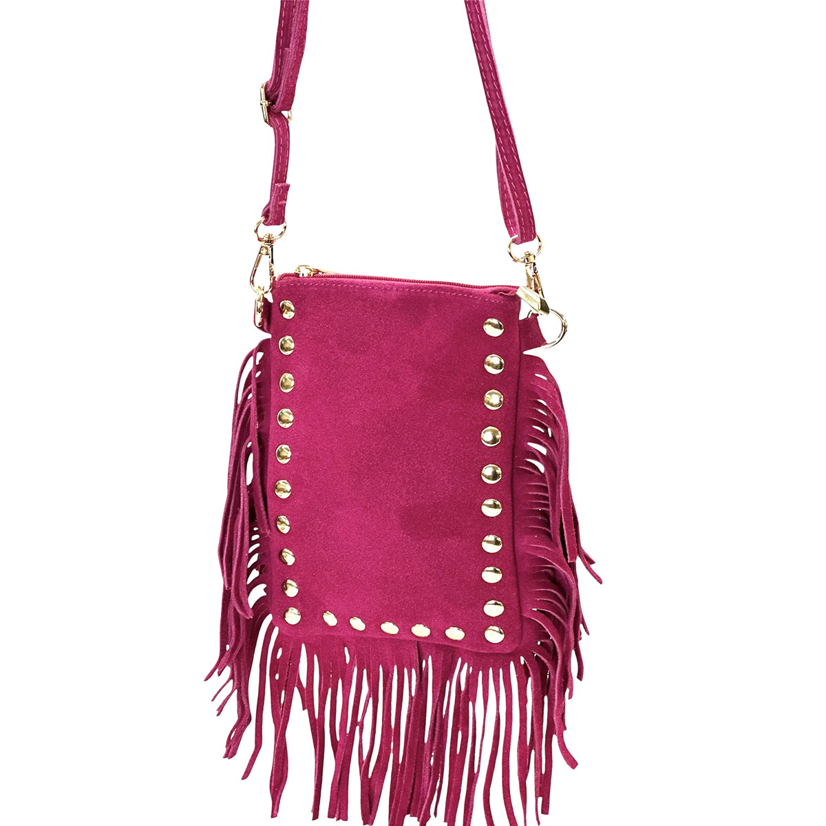 Mia Italian Suede Leather Fringe Shoulder Bag - view 13