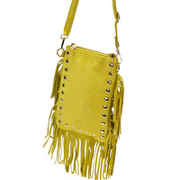 Mia Italian Suede Leather Fringe Shoulder Bag