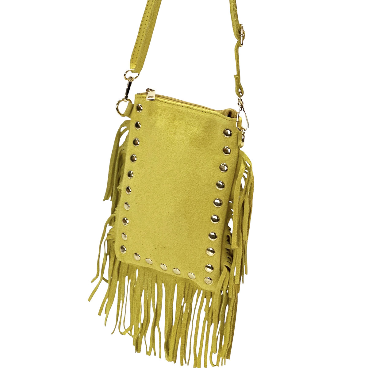 Mia Italian Suede Leather Fringe Shoulder Bag