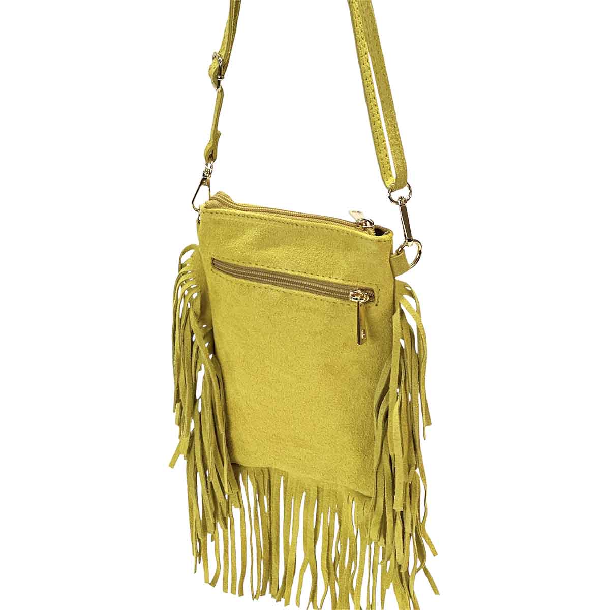 Mia Italian Suede Leather Fringe Shoulder Bag