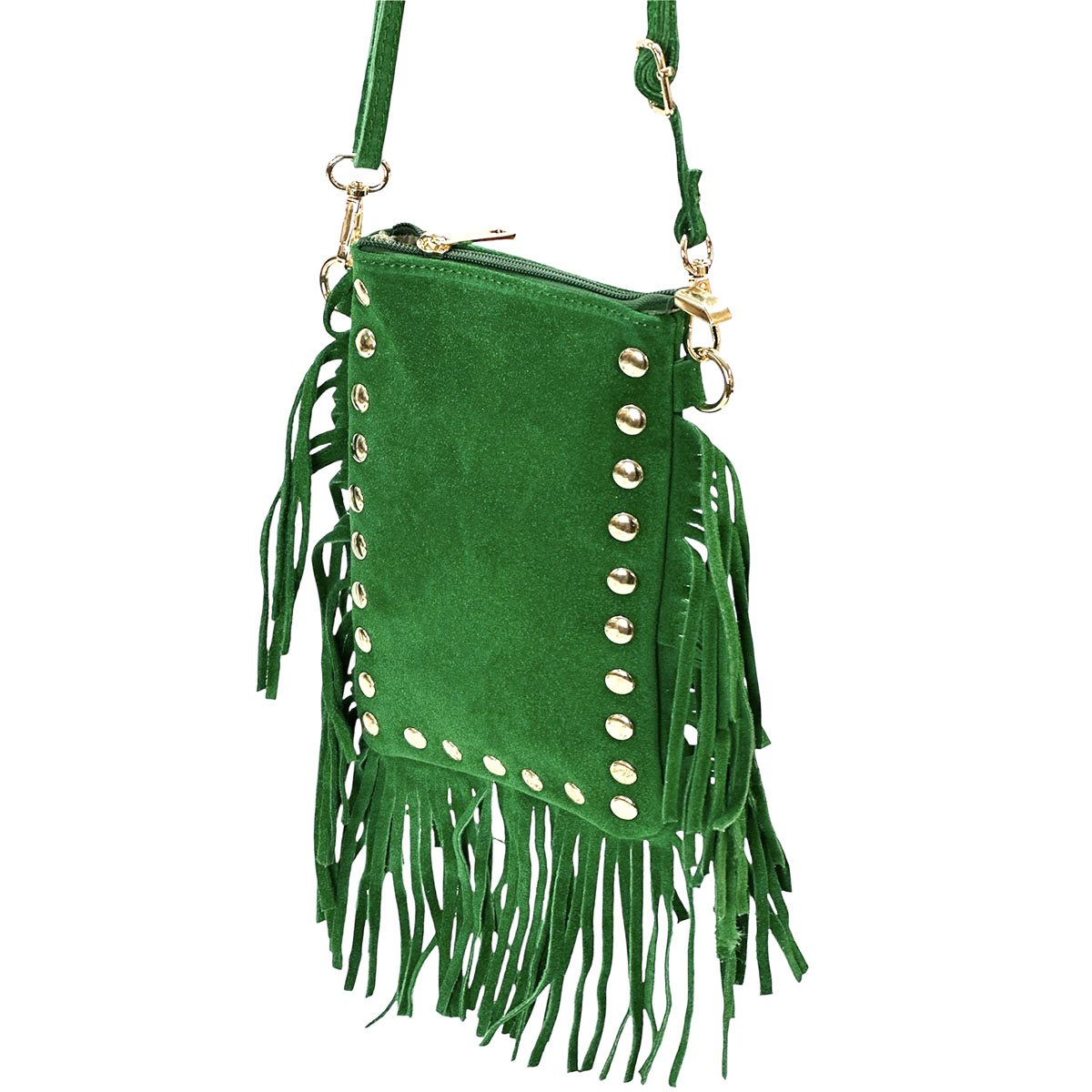 Mia Italian Suede Leather Fringe Shoulder Bag - view 2