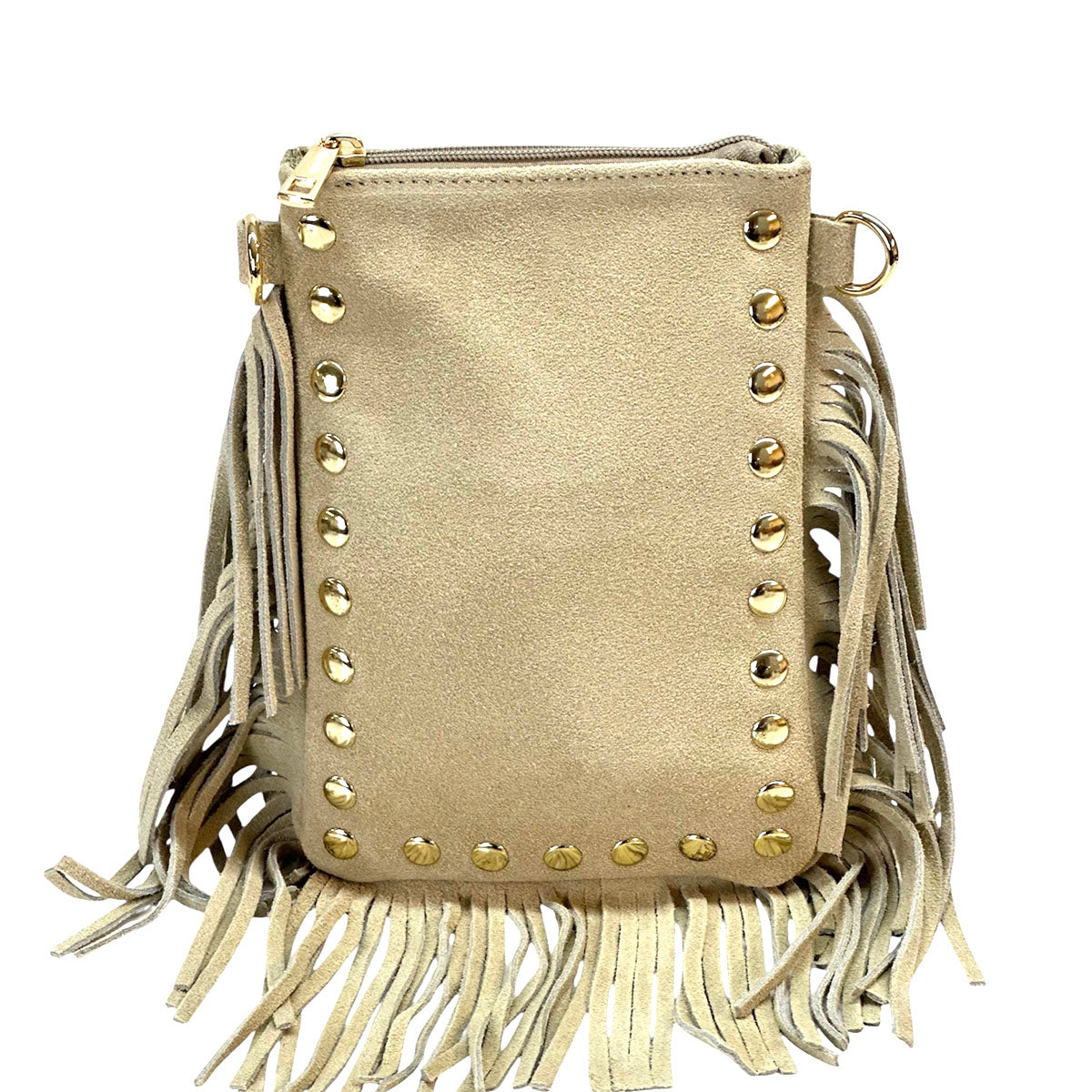 Mia Italian Suede Leather Fringe Shoulder Bag - view 4