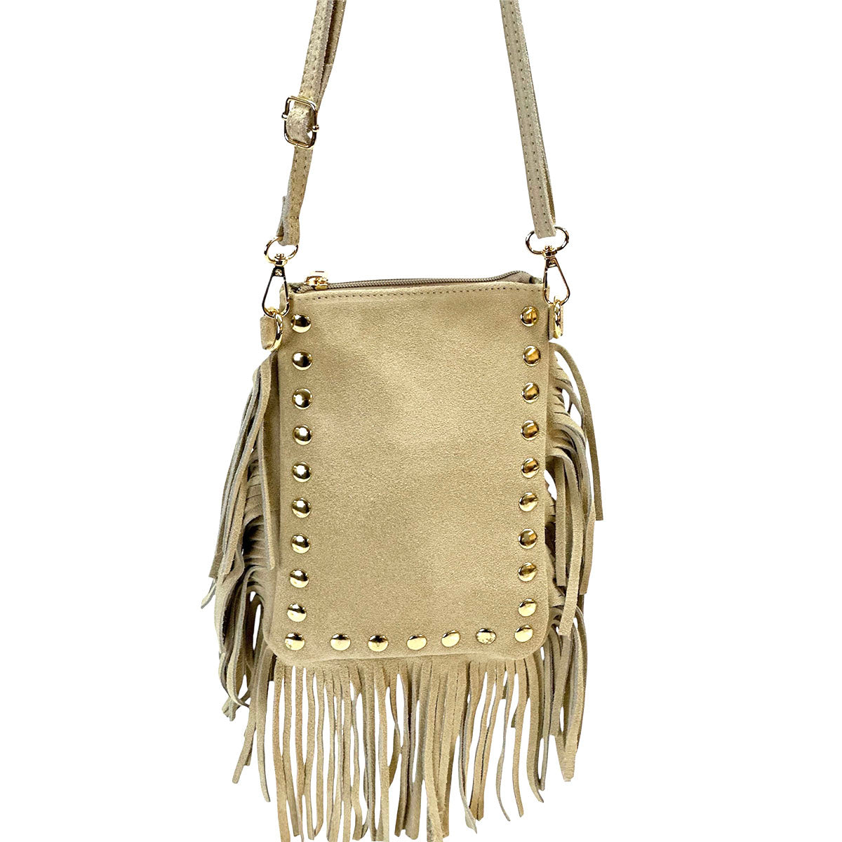 Mia Italian Suede Leather Fringe Shoulder Bag - view 5