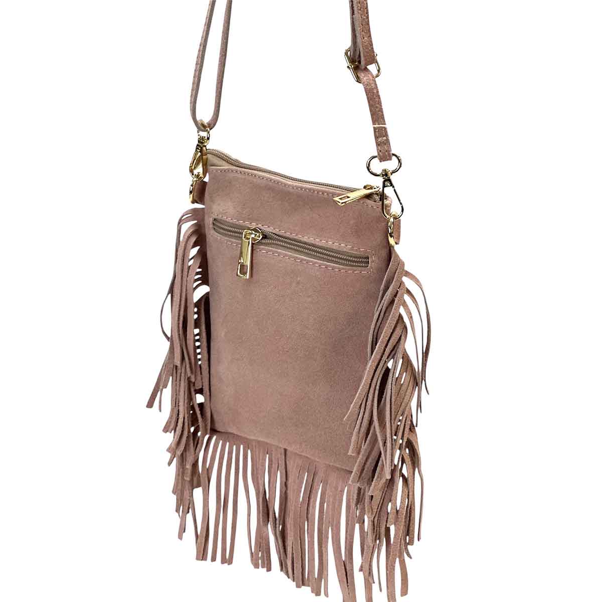 Mia Italian Suede Leather Fringe Shoulder Bag - view 25