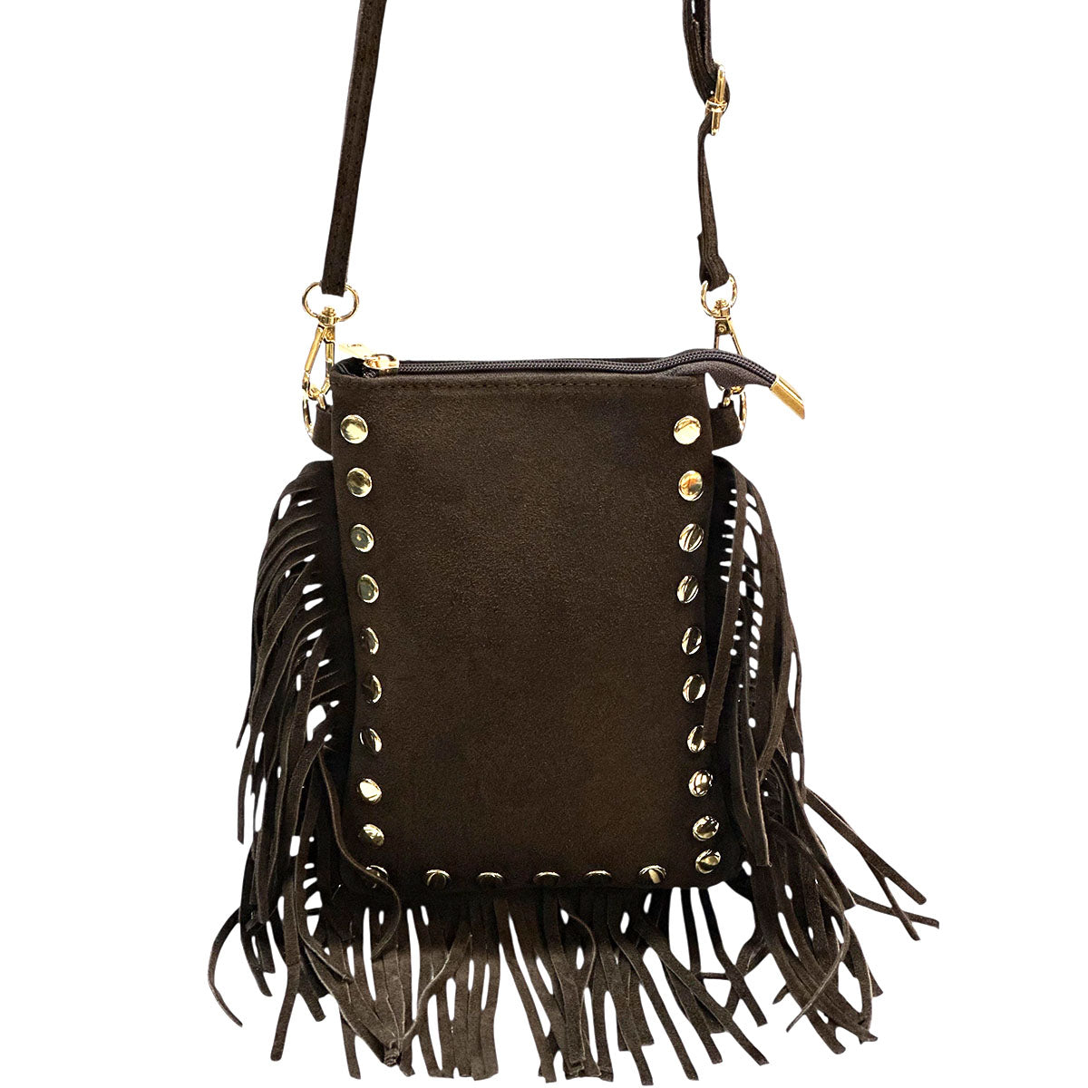 Mia Italian Suede Leather Fringe Shoulder Bag - view 8