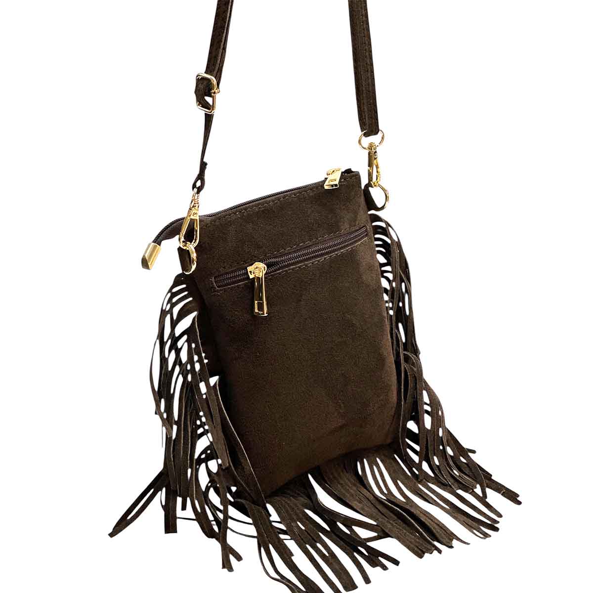 Mia Italian Suede Leather Fringe Shoulder Bag - view 9
