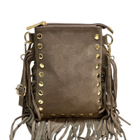 Mia Italian Suede Leather Fringe Shoulder Bag - view 11