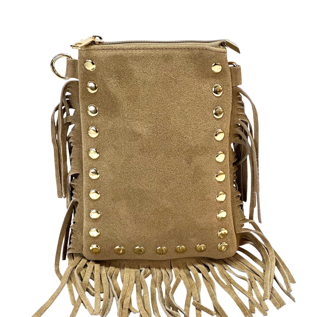 Mia Italian Suede Leather Fringe Shoulder Bag - view 21